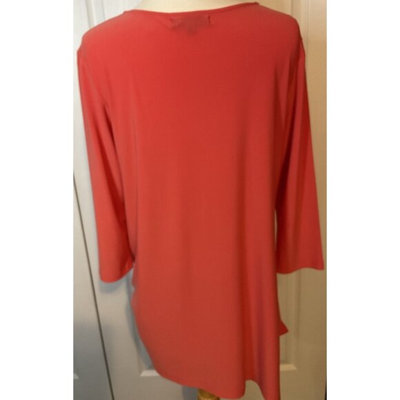 Alisha D Coral Orange Tunic Top Blouse Size Small - Picture 4 of 4